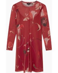 Ted Baker - Mesh Long Sleeve Printed Midi Dress - Lyst