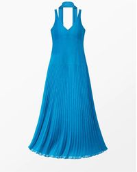 Ro&zo - Petite Vivian Pleated Drop-Waist Dress With Scarf - Lyst