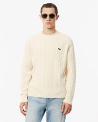 Lacoste - Carded Wool Cable Knit Crew Neck Sweater - Lyst