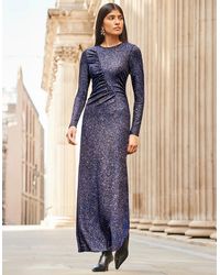 Ro&zo - Petite Kylie Midnight Sparkle Ruched-Front Maxi Dress - Lyst