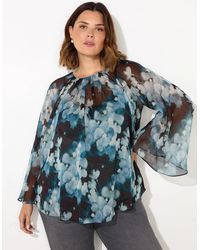 Live Unlimited London - Floral Crinkle Chiffon Blouse - Lyst