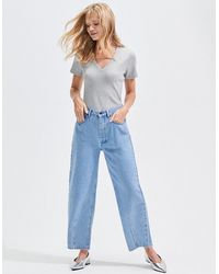 Ro&zo - Petite Mid-Rise Barrel Leg Denim Jeans - Lyst
