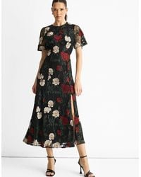 Gini London - Angel Sleeves Embroidered Occasion Midi Dress - Lyst