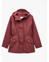 Joules - Portwell Waterproof Hoodie Raincoat With Adjustable Waist Oxblood - Lyst