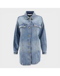 Palm Angels - Washed Logo Denim Overshirt - Lyst