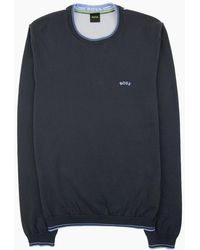 BOSS - Ritom Curved Logo Sweatshirt Dark 402 - Lyst
