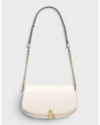 Michael Kors - Mila Medium Leather Messenger Bag Cream - Lyst