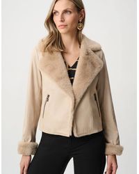 Joseph Ribkoff - Foiled Faux Suede Jacket With Faux Fur Collar - Lyst