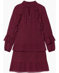 Ro&zo - Burgundy Dobby Ruffle Short Dress - Lyst