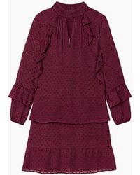 Ro&zo - Burgundy Dobby Ruffle Short Dress - Lyst