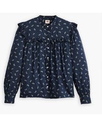 Levi's - Levi's Gianna Mock Neck Ruffle Sleeve Peasant Blouse - Lyst