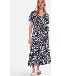 Gini London - Short Sleeves Viscose Wrap Midi Dress - Lyst