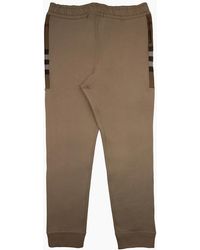 Burberry - Check Panel Cotton Jogging Pants - Lyst