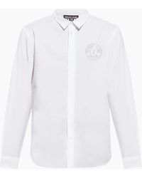 Versace - Cotton Printed V-Emblem Logo/ Shirt - Lyst