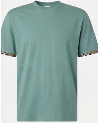 Burberry - Ellison Check Sleeves T Shirt Aqua - Lyst