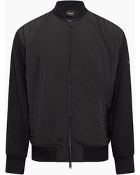 BOSS - Solid Patterned Bomber Jacket With Ribbed Cuff - Lyst