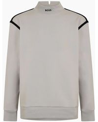 BOSS - Mock Neck High Collar Long Sleeve Polo Shirt - Lyst