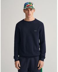 GANT - Cotton Pique Crew Neck Jumper - Lyst