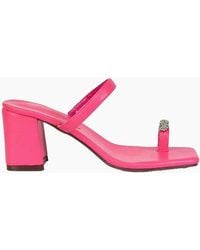 XY London - Ladies Daiquiri Diamante Double Strap Medium Block Heel Mule Sandals - Lyst