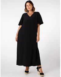 Live Unlimited London - V Neck T-Shirt Dress Scallop Rib - Lyst