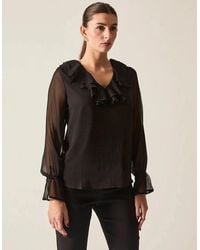 James Lakeland - Sheer-Sleeve Ruffle Blouse - Lyst