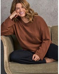 Live Unlimited London - Chestnut Round Neck Knitted Jumper With Cashmere - Lyst