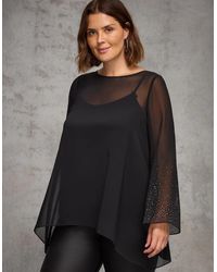Live Unlimited London - Sheer Embellished Sleeve Layered Tunic - Lyst