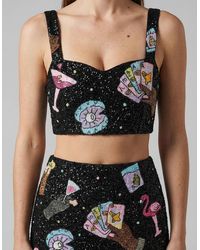 Oceanus - Vegas Beaded Mini Party Beach Co-Ord Top - Lyst