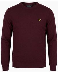 Lyle & Scott - Lyle & Scott Cotton Merino Crew Neck Jumper Burgundy - Lyst