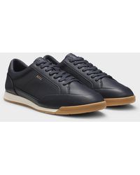BOSS - Boss Nitan Leather Trainers With Foil Logo - Lyst