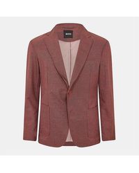BOSS - Single Button Lapel Collared Solid Patterned Blazer - Lyst