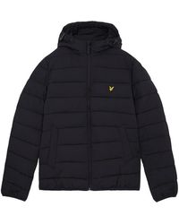 Lyle & Scott - Lyle & Scott Branded Dark Hooded Puffer Jacket - Lyst