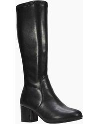 XY London - Ladies Masie Knee-High Low Mid Block Heel Boots - Lyst