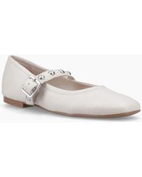 Hush Puppies - Charlene Stud Ballerina Leather Ivory Flats - Lyst