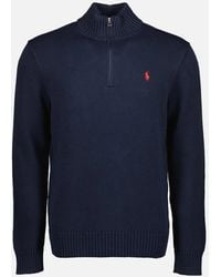 Ralph Lauren - Mesh-Knit Cotton Quarter Zip Jumper - Lyst