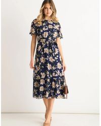 Gini London - Floral Print Fit & Flare Midi Dress - Lyst