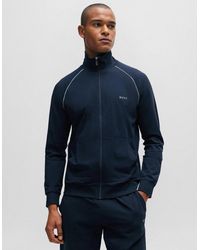 BOSS - Boss Mix & Match Stretch Cotton Zip-Up Jacket With Logo Detail - Lyst