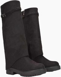 XY London - Ladies Amina Fold Over Knee-High Low Heel Boots - Lyst