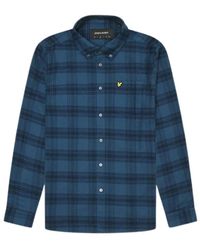 Lyle & Scott - Lyle & Scott Tonal Check Flannel Dark Long Sleeve Shirt - Lyst