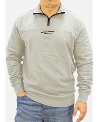 Weekend Offender - Sweatshirt Quarter Zip Pullover Plain Jumper Cotton - Lyst