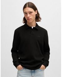 BOSS - Boss Petempestolong Cotton-Blend Polo Shirt With Waffle Structure - Lyst