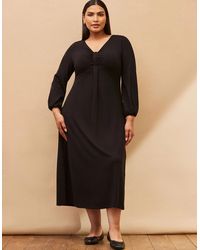 Live Unlimited London - Jersey Pleat Front Midi Dress - Lyst