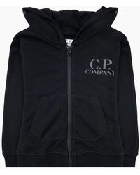 C.P. Company - Undersixteen U16 Diagonal Fleece Goggle Hooded Sweatshirt 999 - Lyst