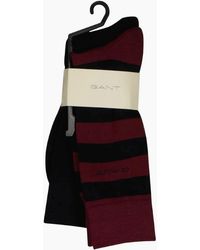 GANT - 2-Pack Barstripe & Solid Socks, Burgundy - Lyst