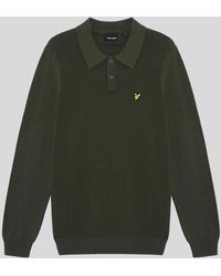 Lyle & Scott - Waffle Knitted Long Sleeve Polo Shirt - Lyst