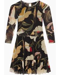Ted Baker - Gathered Shoulder Mesh Mini Skater Dress - Lyst