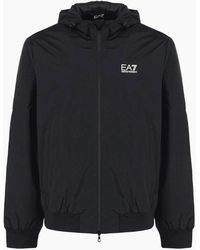 EA7 - Technical Fabric Hooded Bomber Jacket - Lyst