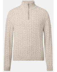 Belstaff - Westport Quarter Zip Sweater Stone - Lyst