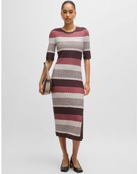 BOSS - Etanah Structured-Stripe Dress - Lyst