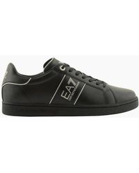 EA7 - Lace Up Leather Trainer - Lyst